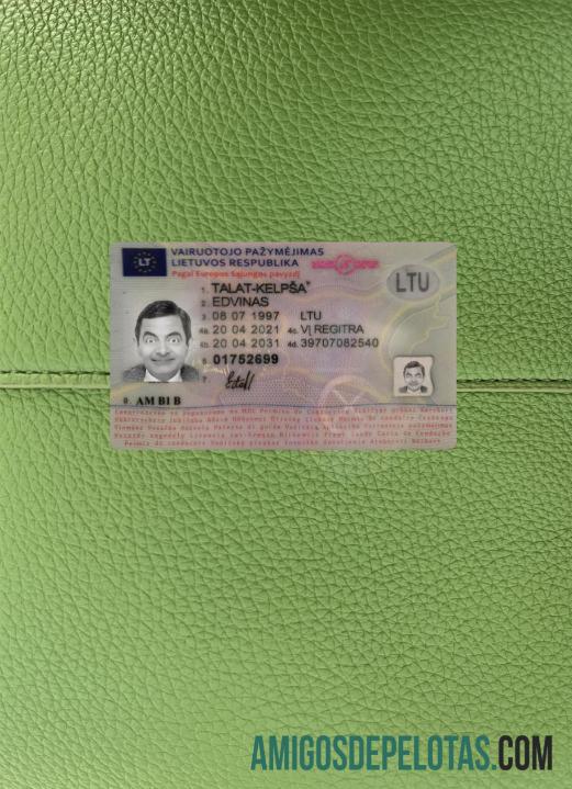 Lituânia Carta de Condução 2021 Presente fotolook frente modelo